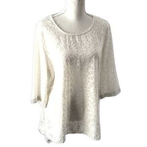 Lace Blouse Open slit back by Multiples Light Ivory Size M